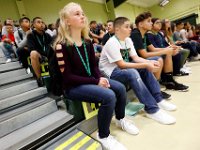 Skyla Lynk-Romano, 15, who suffered a traumatic brain injury when she was struck by a car on January 5th attends her first day of school at the Greater New Bedford Regional Vocational Technical High School after a long rehabilitation process at the Pappas Rehabilitation Hospital for Children in Canton, MA. On January 5, 2017, Skyla, a freshman at Greater New Bedford Regional Vocational-Technical High School, was crossing Dartmouth Street to meet her father after leaving the Dancer’s Edge studio when she was hit by a car and critically injured. The driver, Jessica Skaggs, 34, fled the scene before turning herself in. Skaggs has been sentenced to six months at the House of Corrections, but the sentense was suspended for two years. PHOTO PETER PEREIRA